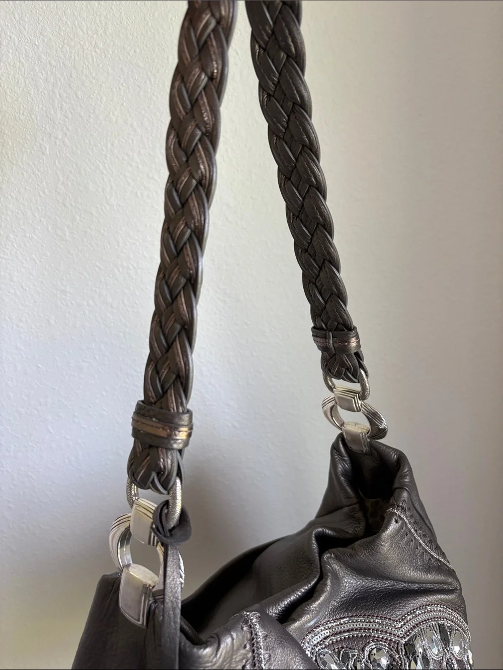 Brighton Anju Masterpiece shoulder bag Metallic Soft Pewter Leather